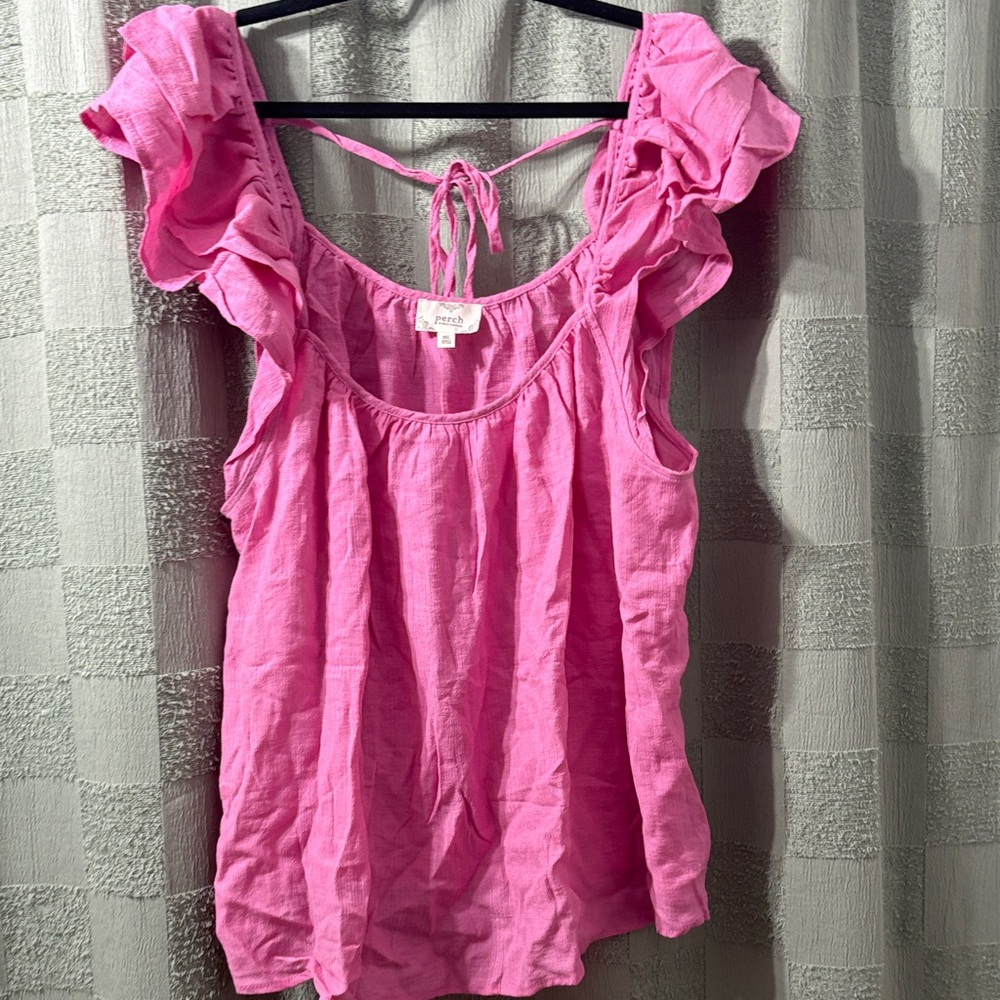 Blu Pepper Pink Ruffled Blouse NWOT